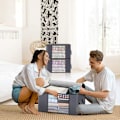 Miniatyrbillede 5 af 5: 4 stk tyk ikke-vævet quilt opbevaringstaske Stor kapacitet opbevaringsboks Taske til dyner Tæpper Puder Legetøj Jakker Tøj(G