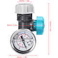 Miniatyrbillede 5 af 5: Justerbar vandtryksregulator med trykmåler Drivhushavevandingscontroller Messing blyfri justerbar