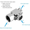 Miniatyrbilde 5 av 5: Way Shower Avledningsventil G1/2in Vann Separator Dusj Adapter Tilbehør Dusjhode for bad