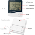 Miniatyrbild 5 av 5: Exakt termometer med stor skärm, elektronisk digital skärm för hushållstemperatur och fuktighetsmätare med sond (HTC-2 (med batteri))