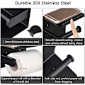 Miniatyrbilde 2 av 5: No Punching Hylle Matt Svart Toalettpapir Holder Mobiltelefon Holder Baderom Multi-Function Stand,