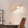Miniatyrbillede 2 af 5: LED indendørs væglampe, 360° rotation med simpel massivt træbelysning Moderne væglampe til soveværelse