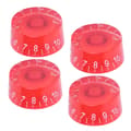 4 st Akryl Cylinderhatt Gitarrknoppar Volymkontroll Potentiometer Gitarrtillbehör Vit på Röd