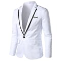 Miniatyrbillede 1 af 3: Mænd Blazer Letvægts Casual Solid One Button Slim L White