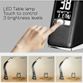 Pikkukuva 3 / 5: 5W 200LM Black Shell USB vuodelamppu Touch Button LED-nahkainen silmiensuojauspöytälamppu，sopii makuuhuoneeseen, työhuoneeseen, makuuhuoneeseen