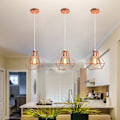 Miniatyrbillede 4 af 5: Metal diamantform pendel lysekrone moderne E27 loftslampe til soveværelset stue bar rose - rosa guld
