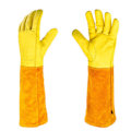 Pikkukuva 1 / 5: Leder-Gartenhandschuhe mit langem Schlauch zum Pflanzen von Gemüse, Blumen, Blumen arrangieren, Beschneiden, schützende Gartenhandschuhe (Gelb)
