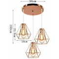 Miniatyrbillede 5 af 5: Lys Diamond Shape Pendant Lysekrone til Soveværelse Stue Bar Rose - Rose Gold