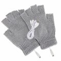 Miniatyrbilde 2 av 5: Usb oppvarmede hansker vinter utendørs arbeid Termisk håndvarmer hansker hel og halvfinger Grey