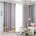 Miniatyrbilde 4 av 5: Paneler Gradient Stjerner Gardiner Gardiner for barn Jenter Soverom Stue Dobbeltlag Blackout Grå Rosa Grommet Vindu