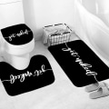 Miniatyrbillede 1 af 3: 3 stk Toilettilbehør Bademåtte+Konturmåtte+Toiletlåg Måtte-Sort-Bliv nøgen，Til toiletter, toiletter mv.