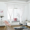Miniatyrbilde 5 av 5: Rene voile vindusgardiner Soveromsgardinring Topp brodert Star And Moon Stue (2 Peneler, 39''Bx78''L), Rosa