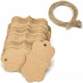 Miniatyrbilde 1 av 5: 100 stykker Kraft-merker gavelapper 3x5 cm med jutesnor for bryllup, bursdag, valentinsdag, jul (Kraft)