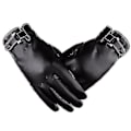 Miniatyrbillede 1 af 4: Herre Vinter Autumn Pu Læder Touch Screen Handsker Black