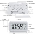 Miniatyrbild 5 av 5: Vit digital väckarklocka, tyst batteridriven bakgrundsbelysning, stor LED-display temperaturkalender