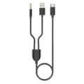 Miniatyrbillede 1 af 5: 1 Split 2 Type C til USB A 3.5mm Aux Kabel Stereo Hifi Lyd Til Bilhøjttalere -aa Black