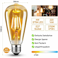 Pikkukuva 5 / 5: 6 set Vintage E27 LED-hehkulamppuja, 6W (korvaa 60W), Retropolttimo ihanteellinen nostalgiseen ja retrovalaistukseen, lämmin