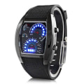 Miniatyrbilde 2 av 5: Män Mode Led Sport Gummi B Digital Week Date Dashboard Pattern Dial Black