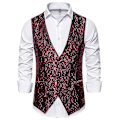 Miniatyrbild 2 av 4: Enkelknäppt väst för män Slim Fit formell print väst XXL Red