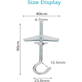 Miniatyrbild 3 av 5: Toggle Wing Krok Bultar Tak Krok Bultar Kolstål Fjäder Gipsskiva för växtfixering Hängare Vägginstallation Hemtak 9*4cm 8st Silver，