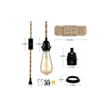 Miniatyrbillede 5 af 5: e27 switch line 4,5 meter hamp reb snoet wire retro hamp reb twist wire serie switch