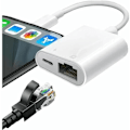 Miniatyrbillede 1 af 5: 2 i 1 RJ45 Ethernet LAN Ethernet-adapter med opladningsport, kompatibel med iPhone/iPad/iPod, understøtter alle iOS / 10/100