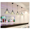 Miniatyrbilde 4 av 5: Nordic Modern Pendel Lysekrone Diamantform Lampe E27 Taklampe for soverom Stue Bar- Svart - Svart