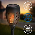 Miniatyrbild 2 av 5: Set med 4 solcellslampor I LED-fackla för utomhusbruk I IP44 I Automatisk på/av med skymningssensor