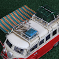 Pikkukuva 8 / 10: Metall Bilmodell Vintage RV Husbil Leksak Simulointi Limousine Strandbuss Heminredning För Desktop Hylla Red