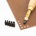 Miniatyrbillede 3 af 3: Automatisk hulværktøjssæt, læderdoseringsværktøj med 5 udskiftelige hoveder, læder DIY-håndværktøj til læderpapirsyning PVC-banner