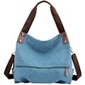 Miniatyrbillede 1 af 5: Kvinders fritidslærredsskuldertaske，Skuldertaske，Shopper-håndtaske，Bucket Bag (blå)，