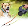 Miniatyrbillede 5 af 5: Dobbelt optrækkelig hundesnor med to reb 3 m lang, 360° sammenfiltret dobbeltsnor til gåture med to hunde, maks. 50 lbs sort