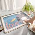 Miniatyrbillede 2 af 5: Soveværelse Entrémåtte Hjemmebadeværelsesdørmåtte Skridsikret absorberende fodmåtte til badeværelse, 40*60cm, kat,