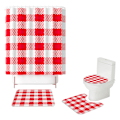 Pikkukuva 1 / 5: Klassinen ruudullinen printed suihkuverho WC-lattiamatto Suihkuverho neljäosainen set, A03,
