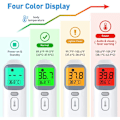 Miniatyrbillede 5 af 5: 3 i 1 infrarød pande, 4 farver bagbelyst digitalt display, berøringsfrit pandetermometer med feberalarm, voksentermometer med hukommelsesfunktion,