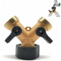 Miniatyrbillede 1 af 4: Y-stik Dobbeltvasker-slangetilslutning 2-vejs vandhane Y 3/4 tommer fordeler til 2 apparattilslutninger til havehane