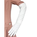 Miniatyrbillede 1 af 5: Kvinder Simuleringshandsker Læder Silkeagtig Lining Lang Over Albue Elegant Mitten 50cm White S