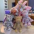 Miniatyrbillede 2 af 2: Piger Moderigtigt Luksus Diamant Bamse Vedhæng Nøgleringe Læder kvast Reb Rhinestone Nøglering (pink)