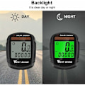 Miniatyrbillede 5 af 5: Solcelledrevet cykelcomputer Trådløs Vandtæt cykel Speedometer Kilometertæller Auto Wake Up Cykelcomputer - Sort - Sort