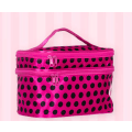 Miniatyrbilde 5 av 5: Polka Dot Tote kosmetikkveske Dobbeltlag dobbel glidelås oppbevaring med speil Dame kosmetikkveske Mei Black Dot