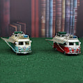 Pikkukuva 9 / 10: Metall Bilmodell Vintage RV Husbil Leksak Simulointi Limousine Strandbuss Heminredning För Desktop Hylla Red