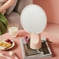 Miniatyrbild 3 av 5: 8" sminkspegel med lampor, smart sensor, pekkontroll, 3 ljusstyrkor, frirotation, rosa