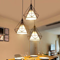 Miniatyrbilde 3 av 5: Nordic Modern Pendel Lysekrone Diamantform Lampe E27 Taklampe for soverom Stue Bar- Svart - Svart