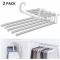 Miniatyrbilde 1 av 5: Oppheng for flere bukser, sett med 2 plassbesparende oppheng, Magic Multi Hanger-oppbevaring, sammenleggbar reisehenger