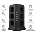 Miniatyrbild 5 av 5: Euro Black med USB Euro 12 Bit 3 Layer 5 USB -portar Överbelastnings- och överspänningsskydd Lämplig för hem, inomhus