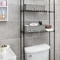 Miniatyrbillede 2 af 5: Toiletbakke tanklåg, flet-opbevaringskurv, sæt med 2 vandtæt arrangørkurv til badeværelse, Grå arrangørkurv til badeværelse