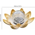 Miniatyrbilde 3 av 5: Gylne gule kronblader varme gule lys lampe perler solcellelampe kreativ crack ball gylden lotus begravet lampe lotus form, f