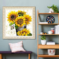 Pikkukuva 3 / 5: DIY kukkasarjan diamond painting pyöreä timantti auringonkukka kodin sisustusmaalaus,