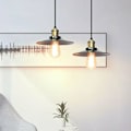 Miniatyrbillede 3 af 4: Industriel vintage E27 pendellampe 3 Edison-fatningslampeskærm retrodesign metalloftslampe med rund base