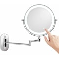 Miniatyrbild 1 av 5: tums väggmonterad belyst 10x förstoringsspegel, LED-sminkspeglar med 0,5 timmars automatisk avstängningsfunktion, drivs av 4 AAA-batterier